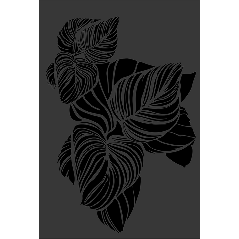dixneuf-folia-plaque-murale-de-protection-po-le-motif-v-g-tal-noir-brillant image 1