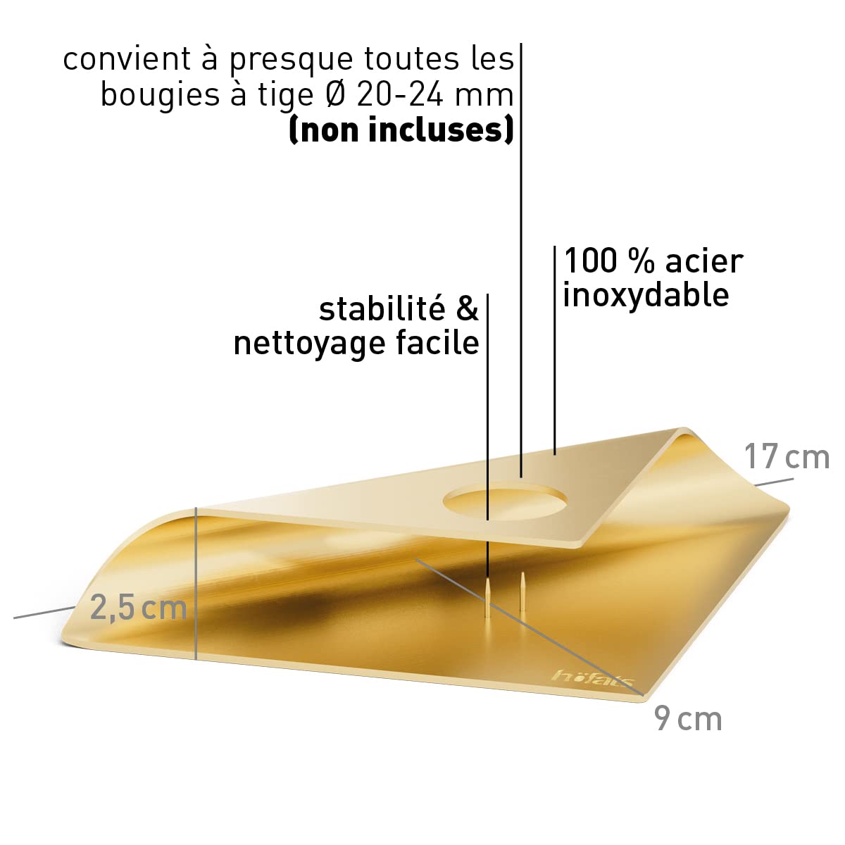 h-6fats-square-candle-bougeoir-acier-inoxydable-17-x-11-x-2-5-cm-or-argente9-noi image 2