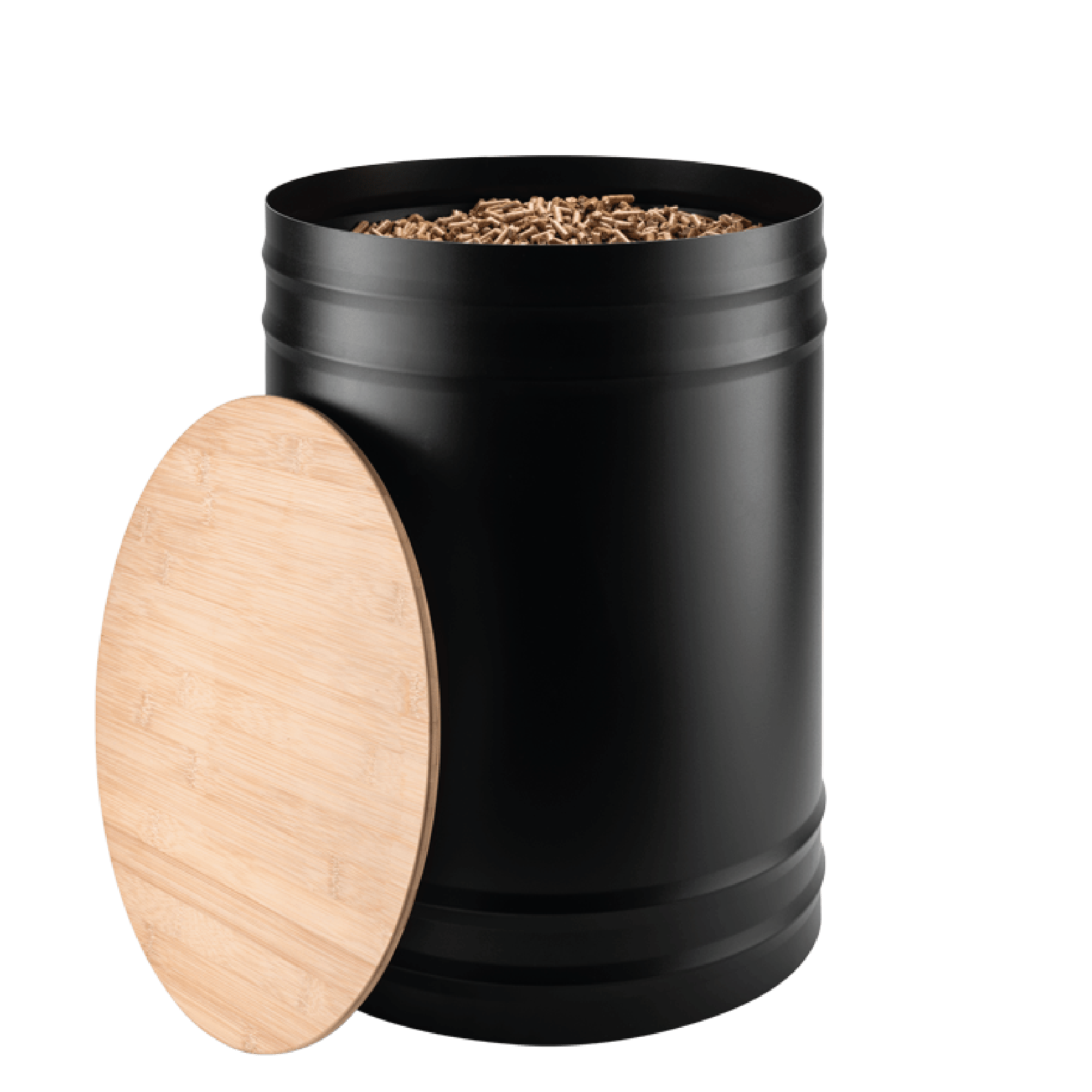 dixneuf-nevada-rangement-granul-s-acier-30-kg-couvercle-bambou-36-5-cm image 1