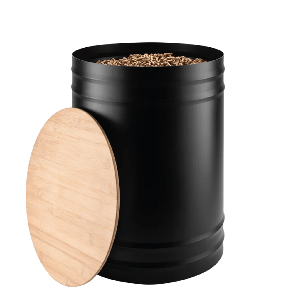 dixneuf-nevada-rangement-granul-s-acier-30-kg-couvercle-bambou-36-5-cm image 1