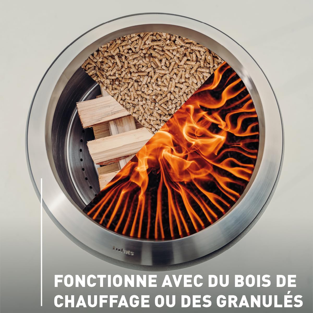 h-fats-moon-45-brasero-sans-fum-e-sur-pied-haut-inox-maill-bois-et-pellets image 5