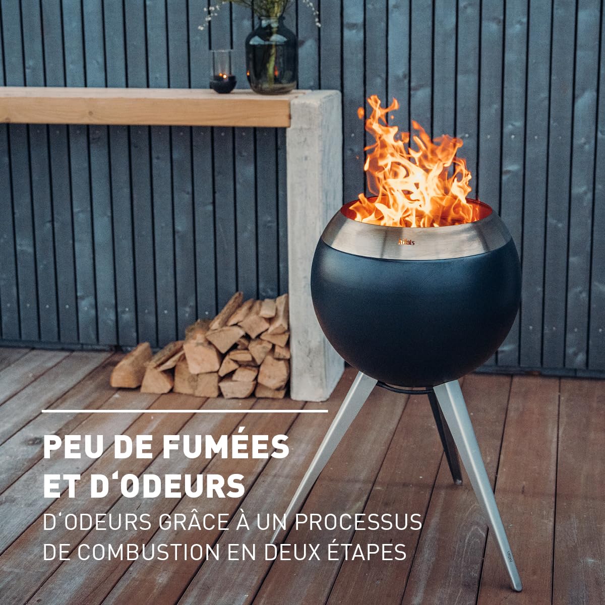h-fats-moon-45-brasero-sans-fum-e-sur-pied-haut-inox-maill-bois-et-pellets image 4