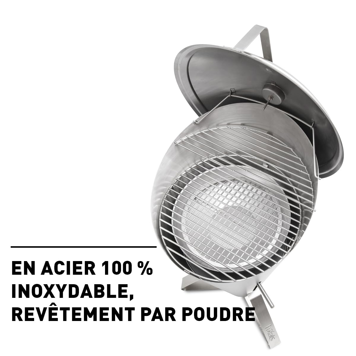h-fats-cone-barbecue-charbon-et-brasero-inox-noir-avec-couvercle-grille-57-cm image 5