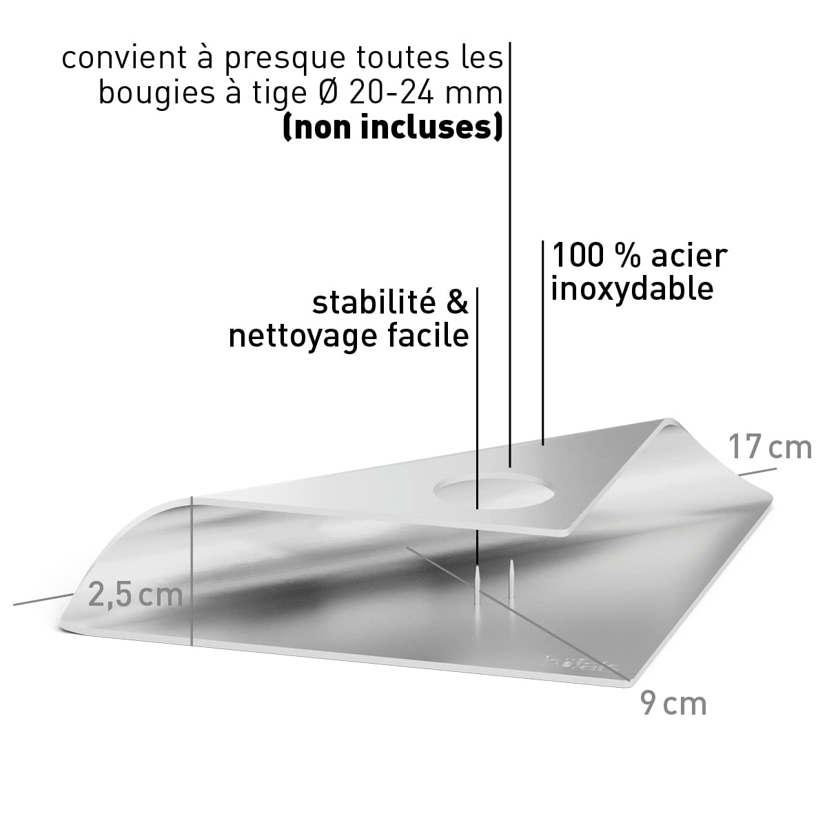 h-fats-square-candle-bougeoir-inox-17-x-11-x-2-5-cm-bougies-tige image 2