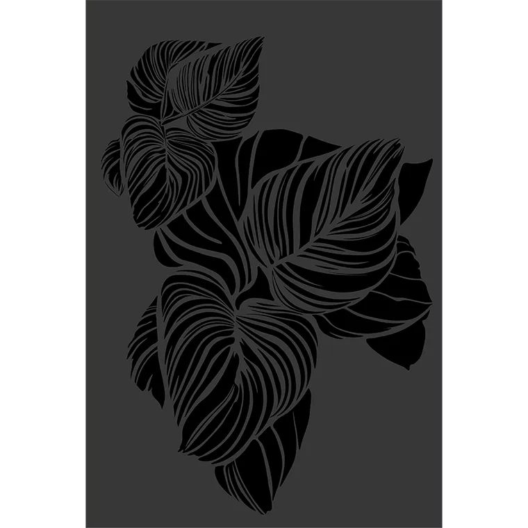 dixneuf-folia-plaque-murale-de-protection-po-le-motif-v-g-tal-noir-brillant image 1