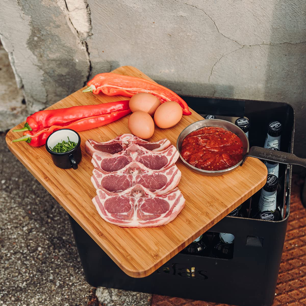h-fats-beer-box-planche-support-bambou-massif-laqu-tabouret-table image 7